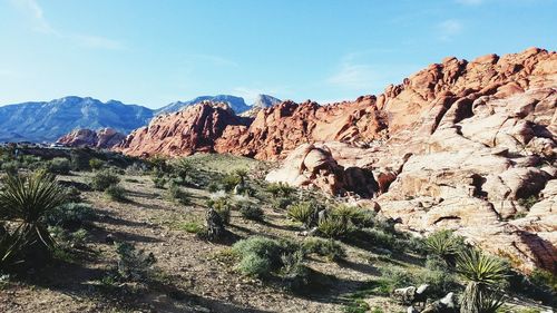 Idyllic shot of red rock canyon national conservation area against sky