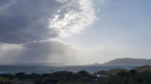 Scenic view of sea against cloudy sky