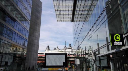 High section of modern buildings against sky