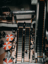High angle view of shopping cart at railroad station