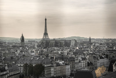 Aerial view of buildings in city from notre dame de paris