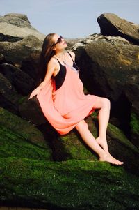 Young woman looking at mountain