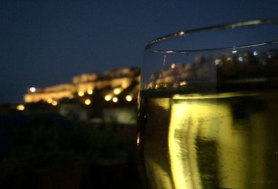 Close-up of illuminated city at night