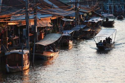 Boats sailing in canal