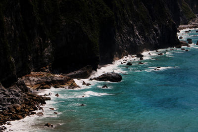 Scenic view of sea and rocks