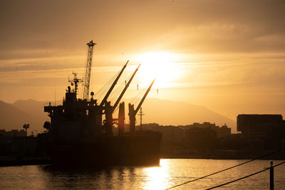 Cranes at sunset