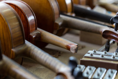 Close-up of violins