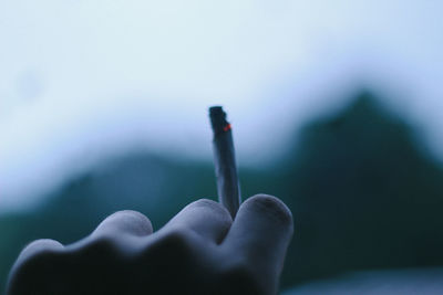 Close-up of hand holding cigarette