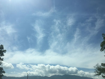 Low angle view of clouds in blue sky