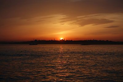 Scenic view of sunset over sea