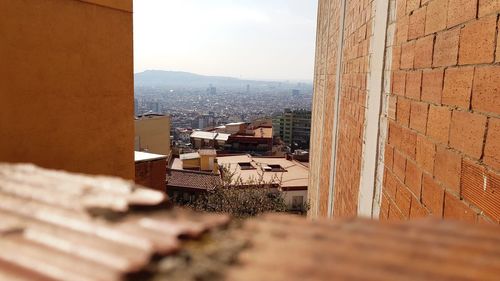 High angle view of buildings in town