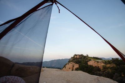 Close-up of mountain against clear sky