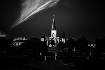 View of church against sky at night