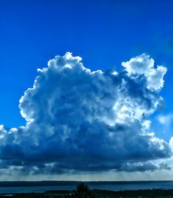 Scenic view of sea against blue sky