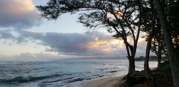 Scenic view of sea against sky during sunset