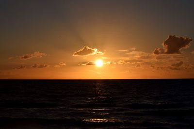 Scenic view of sea at sunset