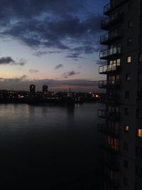 Illuminated cityscape at night