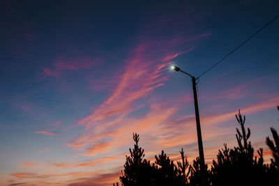 Low angle view of silhouette trees against sky during sunset