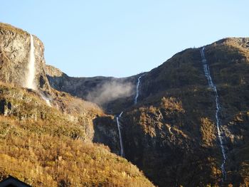 Scenic view of mountains against clear sky