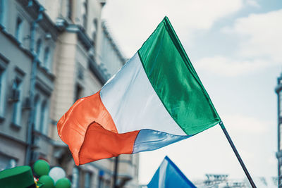 Low angel view of irish flag