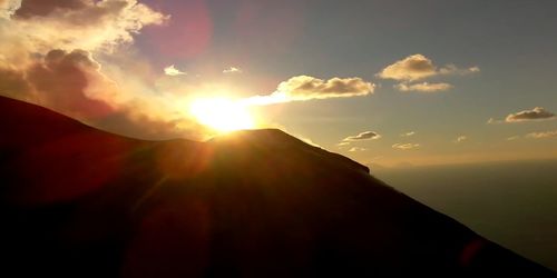 Scenic view of silhouette mountain against sky during sunset