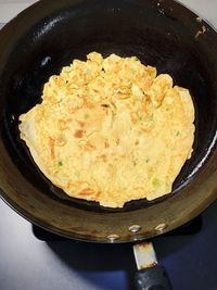 High angle view of breakfast in plate