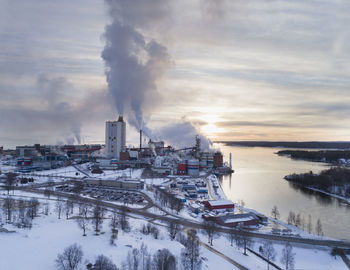 Factory buildings at river