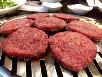 Close-up of meat on table