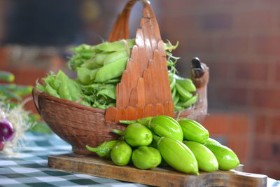 Close-up of fresh vegetables on table