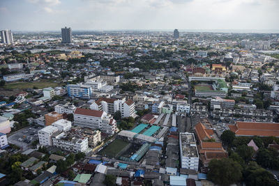 High angle view of townscape against sky