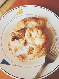 Directly above shot of dessert in plate on table