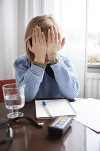 Girl doing homework at home