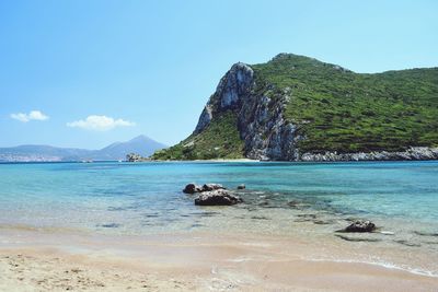 Scenic view of sea against clear sky