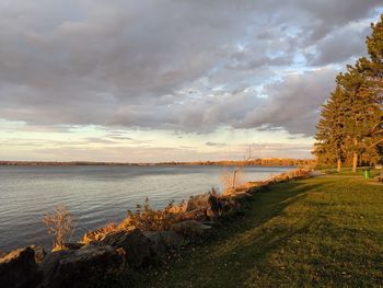 Scenic view of sea against sky during sunset