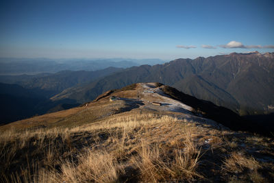 Scenic view of mountains against sky