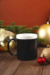 Close-up of coffee cup on table