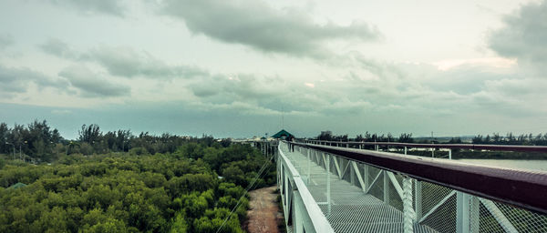 High angle view of bridge against sky
