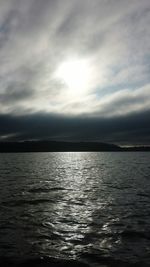 Scenic view of sea against cloudy sky