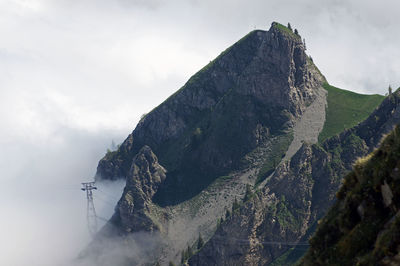 Scenic view of mountain against cloudy sky