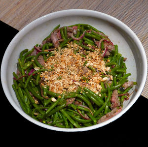 High angle view of salad in plate on table