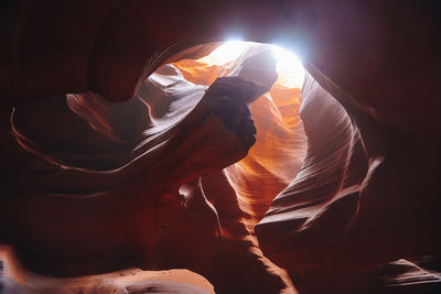 Sunlight streaming through rock