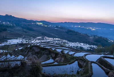 Yuanyang rice terrace, yunnan at dusk, china