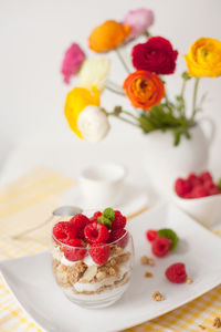 Close-up of breakfast on table