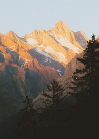 Scenic view of mountains against clear sky