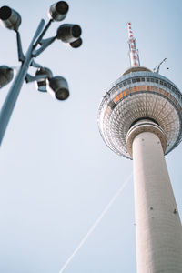 Low angle view of windmill against clear sky