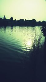 Scenic view of lake against clear sky