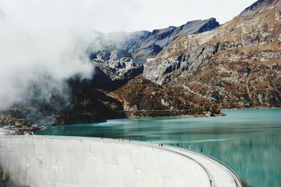 Scenic view of dam against sky