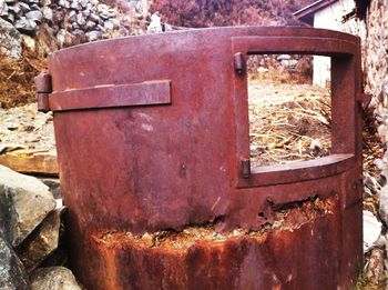 Close-up of abandoned building