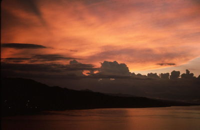 Scenic view of mountains at sunset