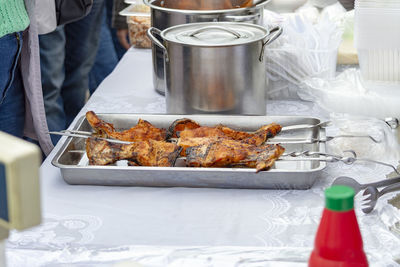 Midsection of food - cebab on table